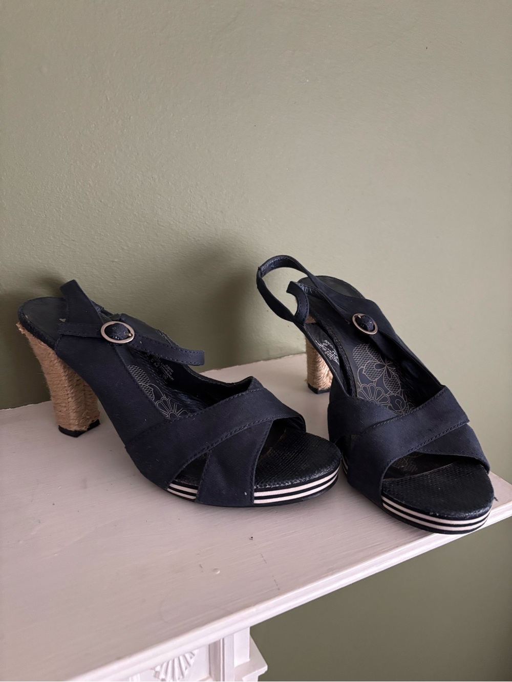 8 1/2 - Mudd brand Women’s Navy Slingback Peep-Toe Heels